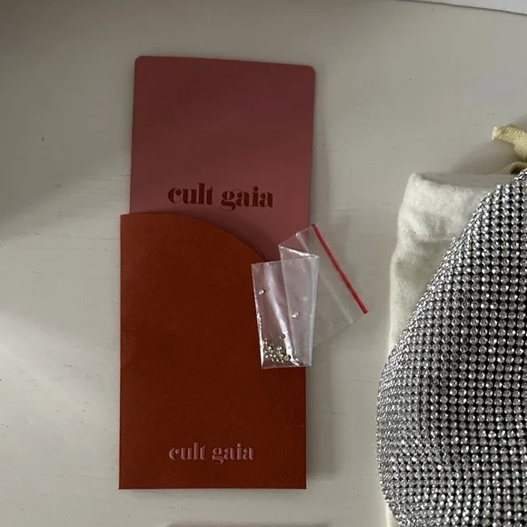 NWT Cult Gaia Solene Mini Top Round Handle Clear Rhinestone Silver Bag - Picture 5 of 10